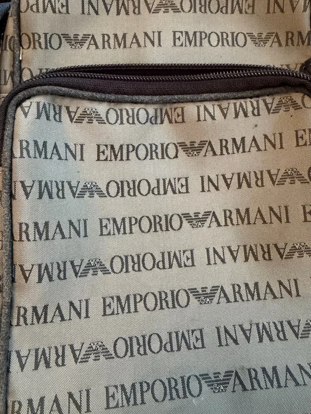 Emporio Armani Grey Logo Monogram Crossbody Messenger